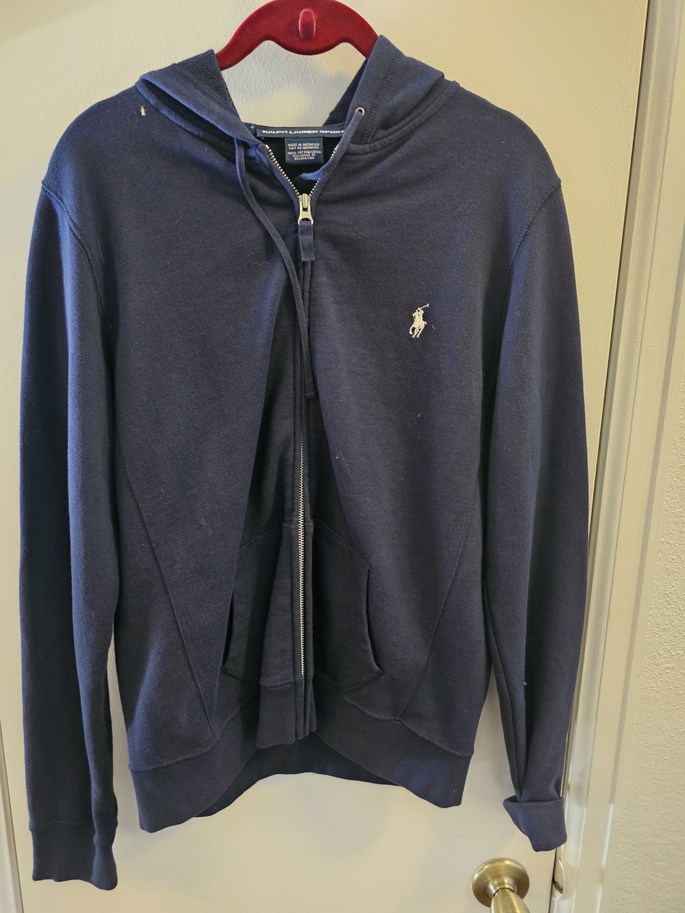 Ralph Lauren Navy Zip-Up Hoodie with White Polo Pony